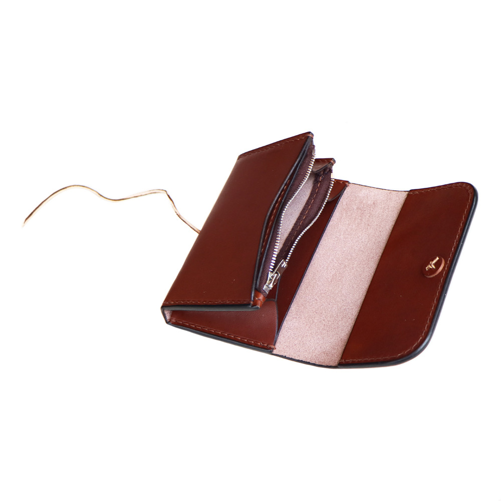 tady&kingブラウンレザー ボタン留めミニ財布 tady&kingブラウンレザー