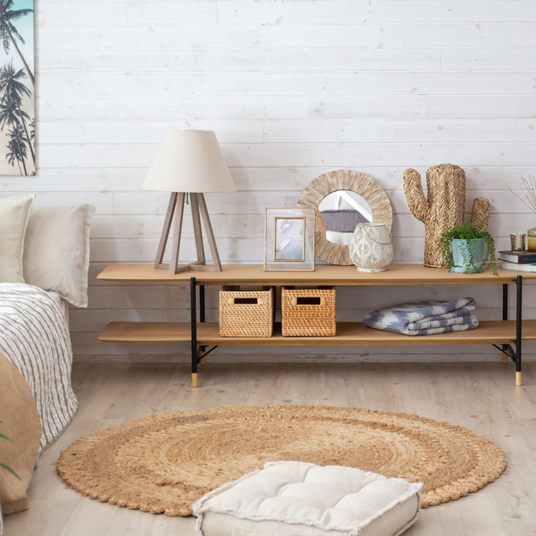 TVボード ローボード 木製 スチール ナチュラル ブラウン W 180 × D