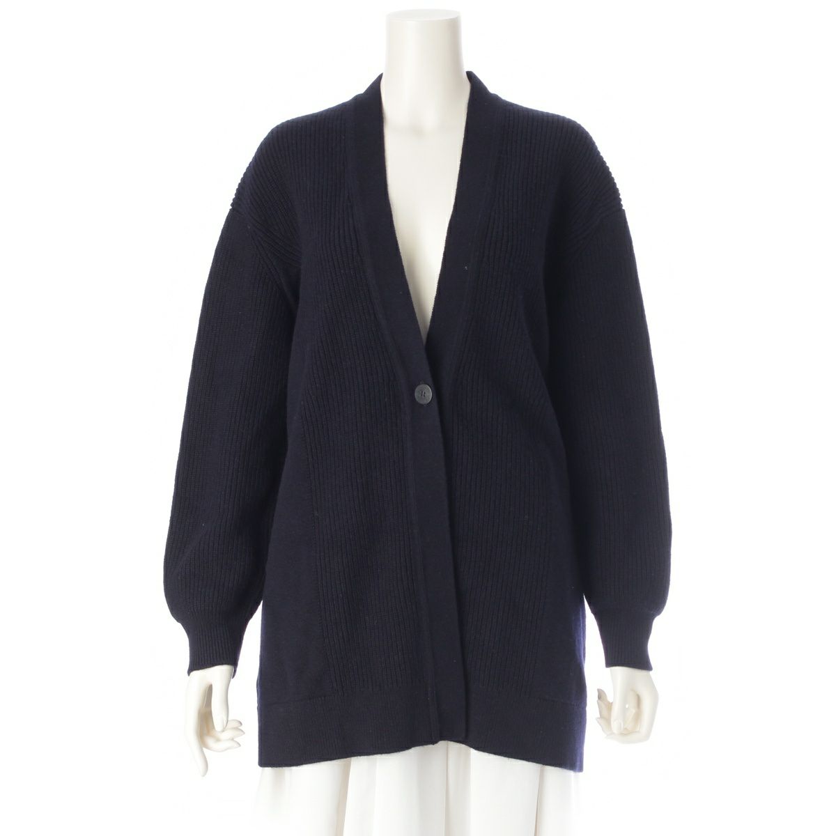 エルメス 24年 カシミヤ ロゴボタン リブ編み カーディガン トップス