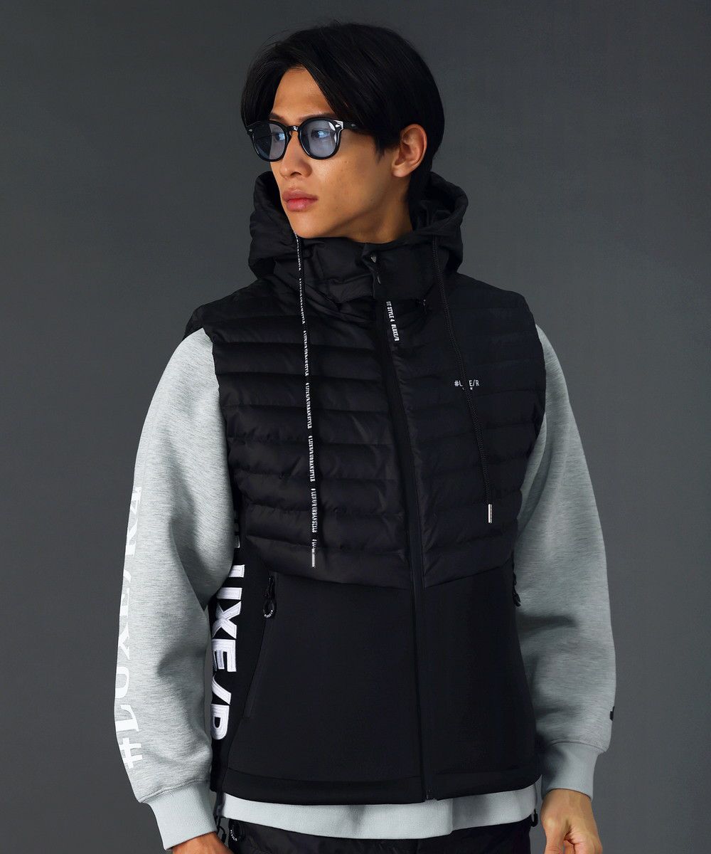 止水ジップ高密度タフタフード脱着ダウンベスト | REZES OFFICIAL