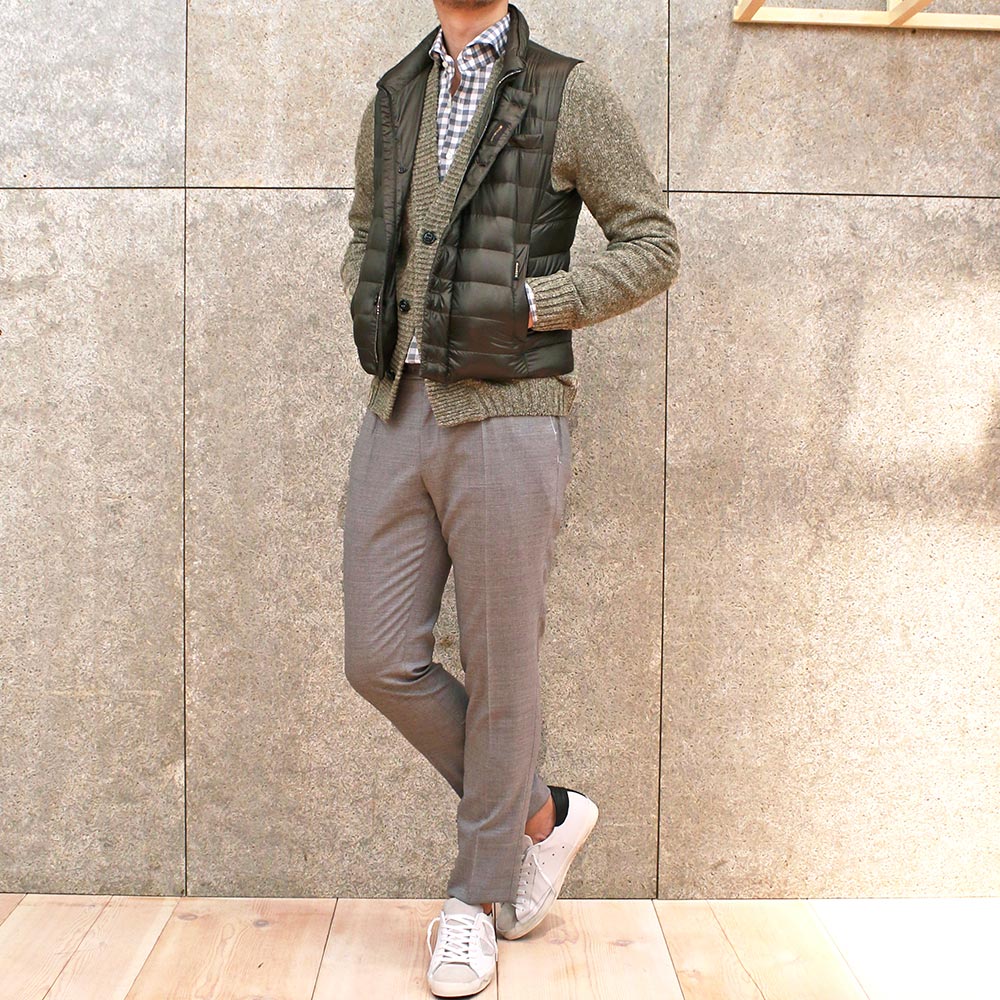 MOORER（ムーレー）DIOGENE-LG ナイロン インナー ダウンベストを使っ