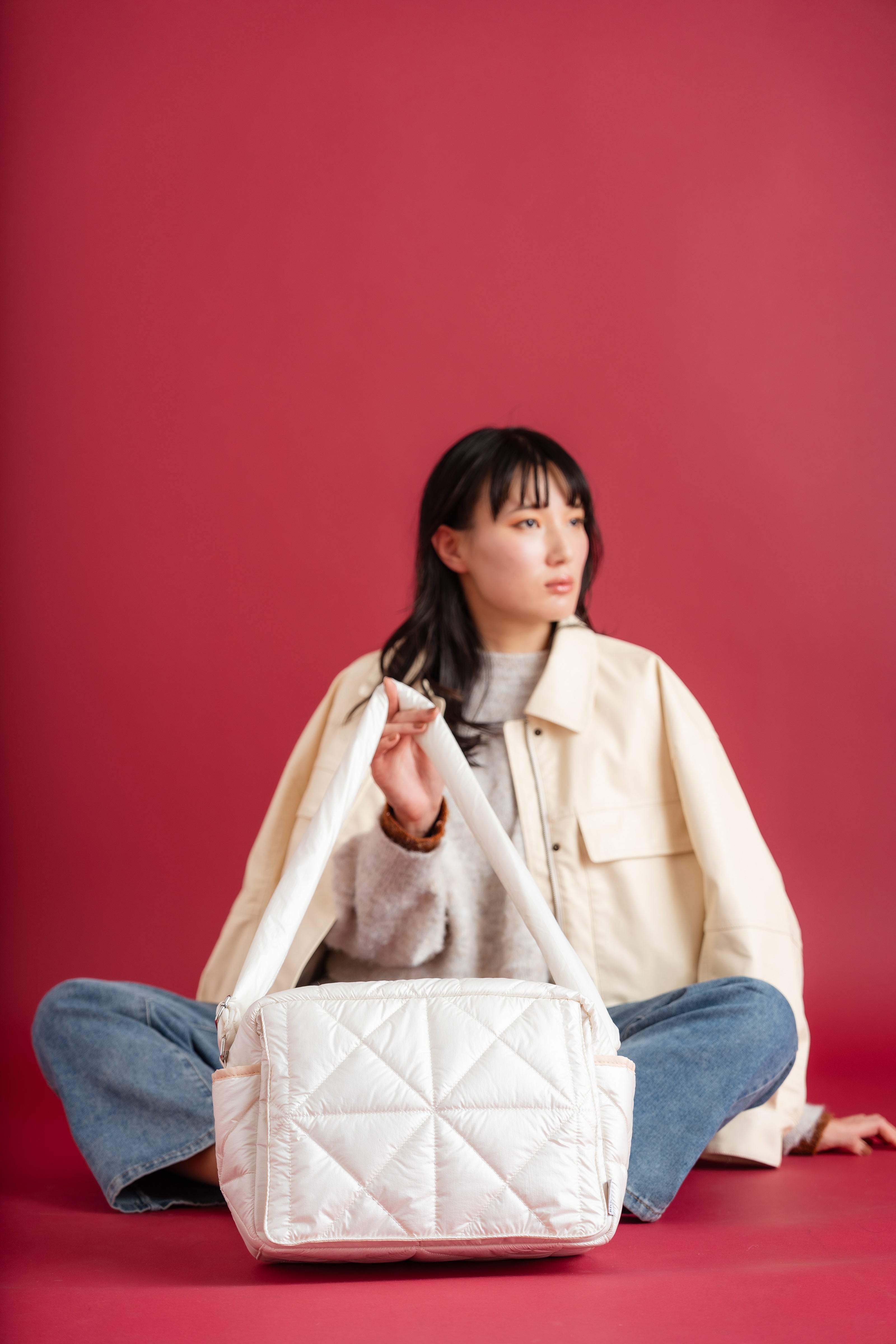 Cross quilt bag / White – RICH RAISE