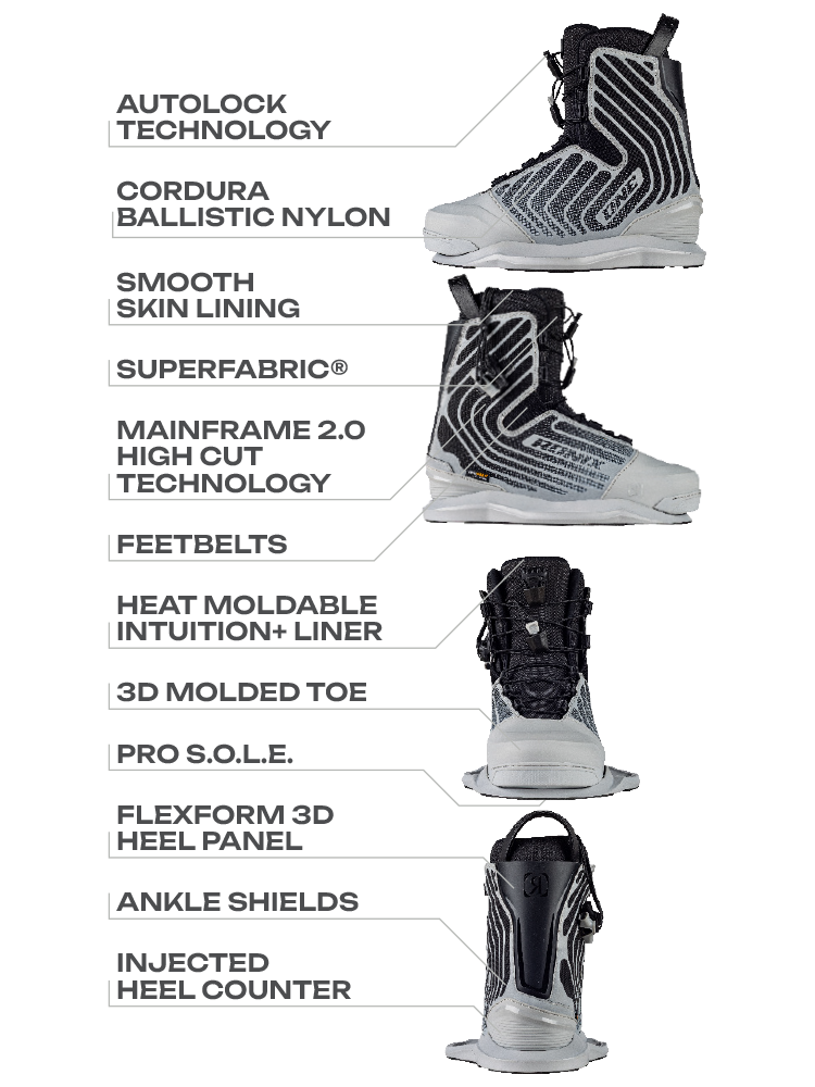 Ronix ONE Silver Reflective Intuition+ Wakeboard Boots | High