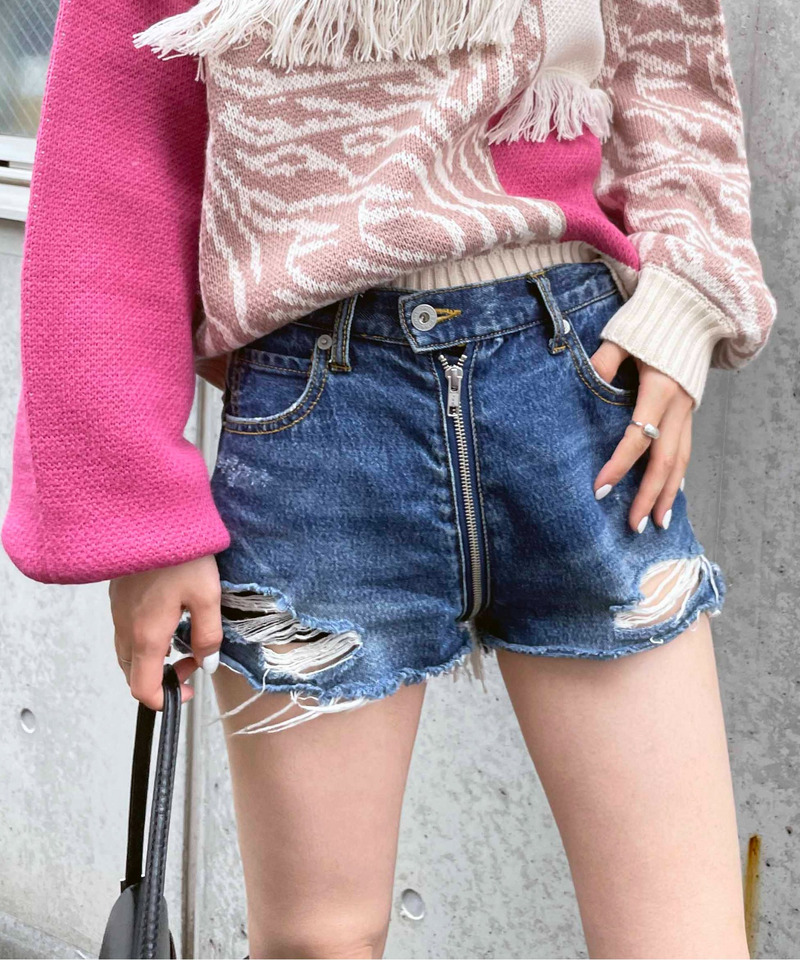 フルジップデニムショートパンツ｜SPIRALGIRL スパイラルガール 商品