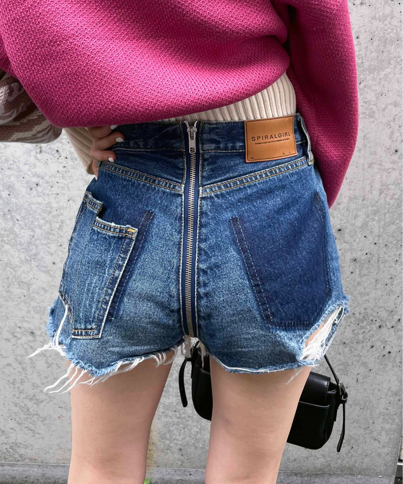 フルジップデニムショートパンツ｜SPIRALGIRL スパイラルガール 商品
