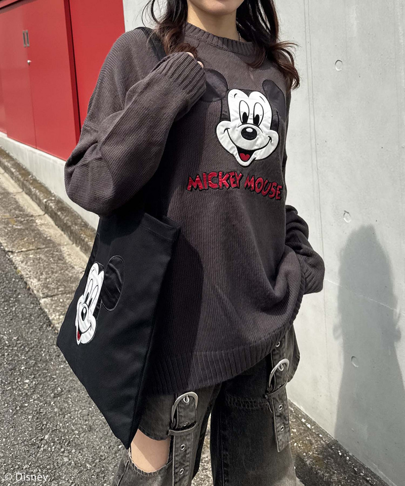 Disney/ディズニー/ミッキーマウス】サテン刺しゅうトートバッグ