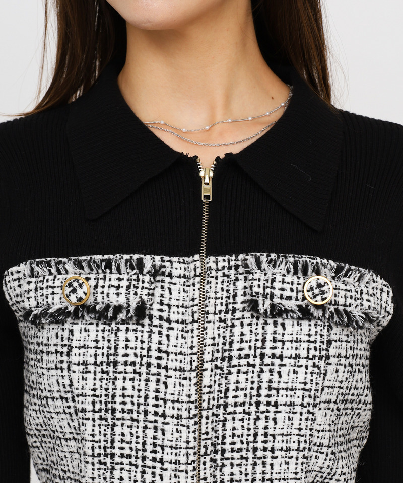 ニットドッキングツイードタイトミニワンピース｜ROYAL PARTY ロイヤル