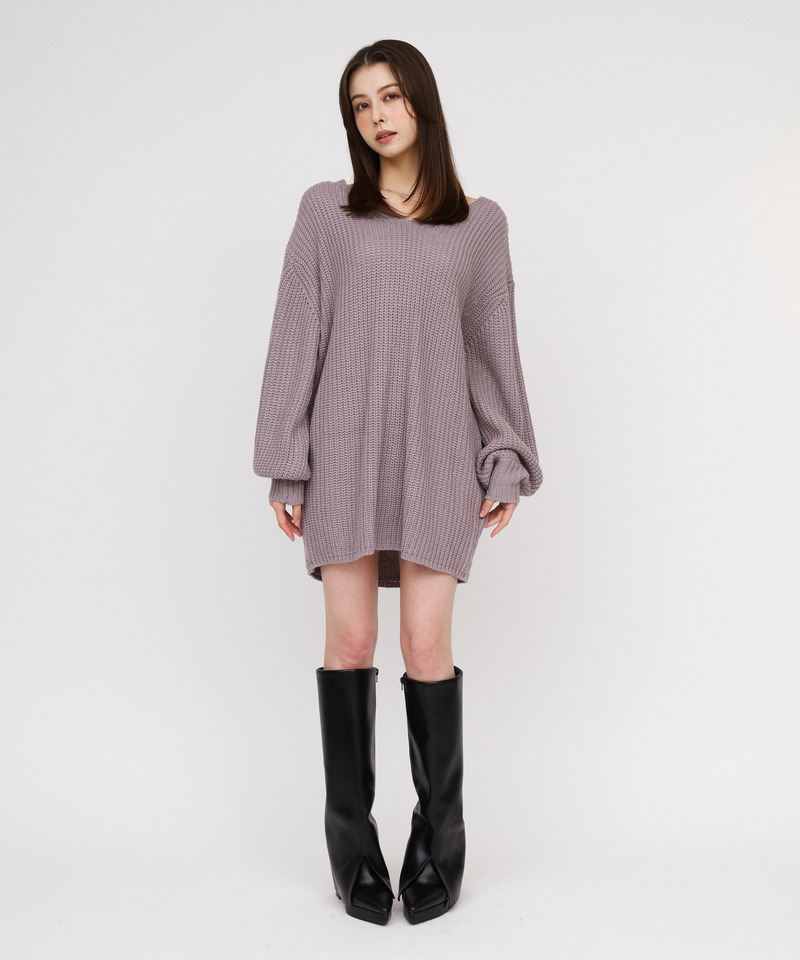 畦編みVネックニットチュニック｜ROYAL PARTY ロイヤルパーティー 商品