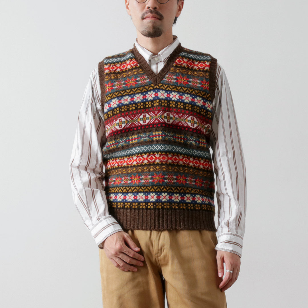 JAMIESONS (ジャミーソンズ） フェアアイル Vネック ベスト / メンズ