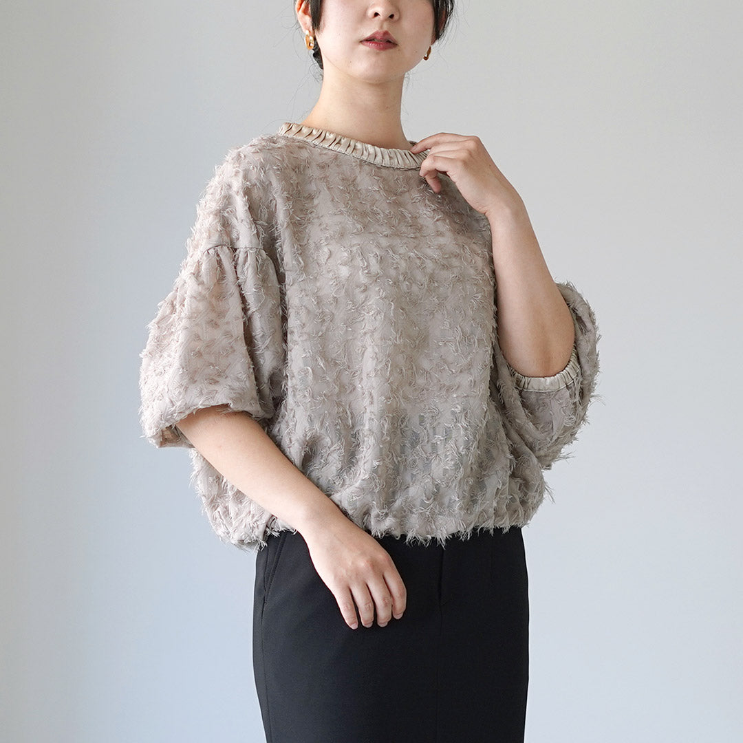 WHYTO.（ホワイト） ジャガード ボリューム ブラウス / レディース 七