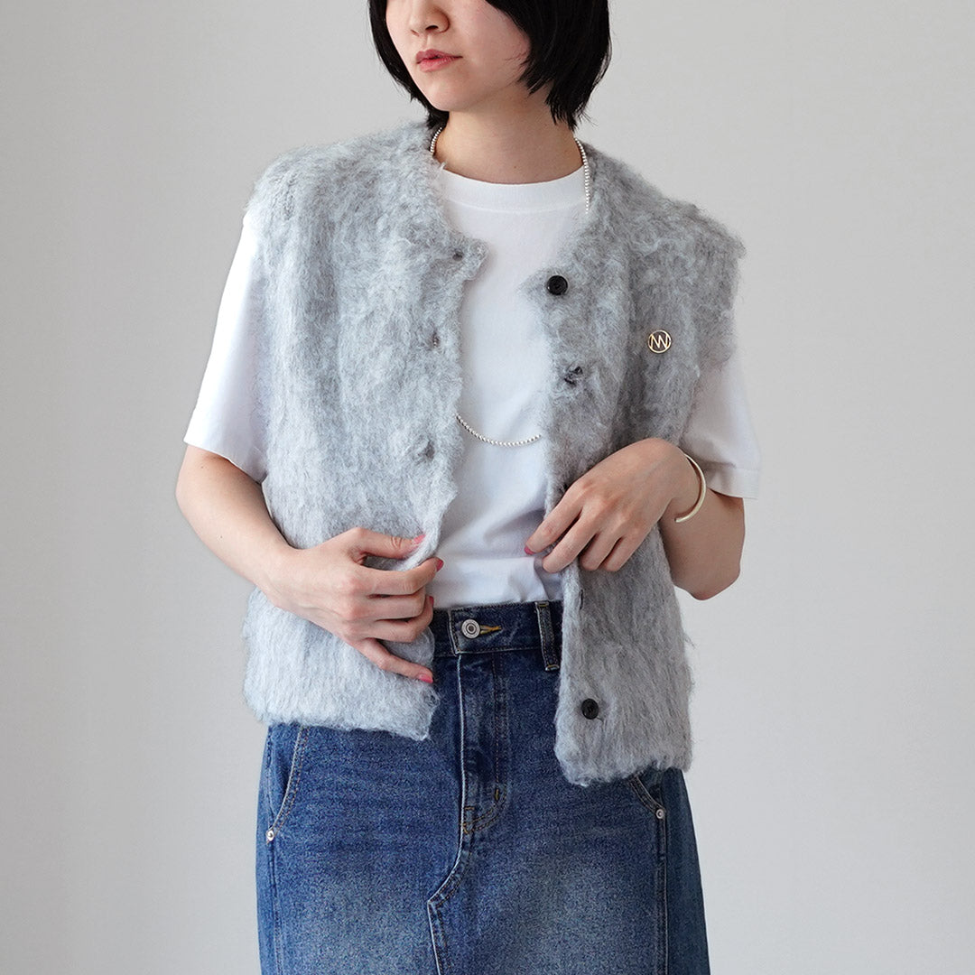 YENN（イェン） フラッフィー ベスト / レディース 起毛 ニット 前開き