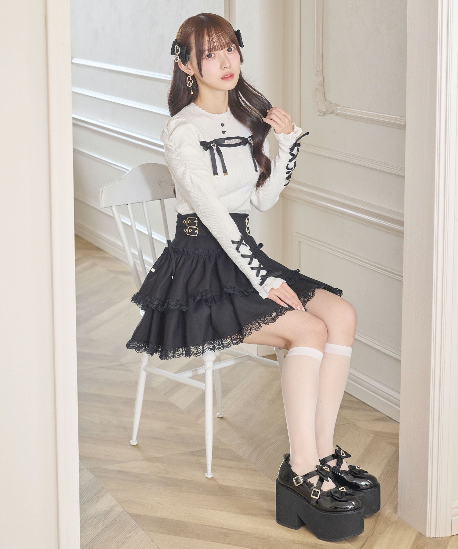 デコルテ開き配色リボンニット | Rlab store