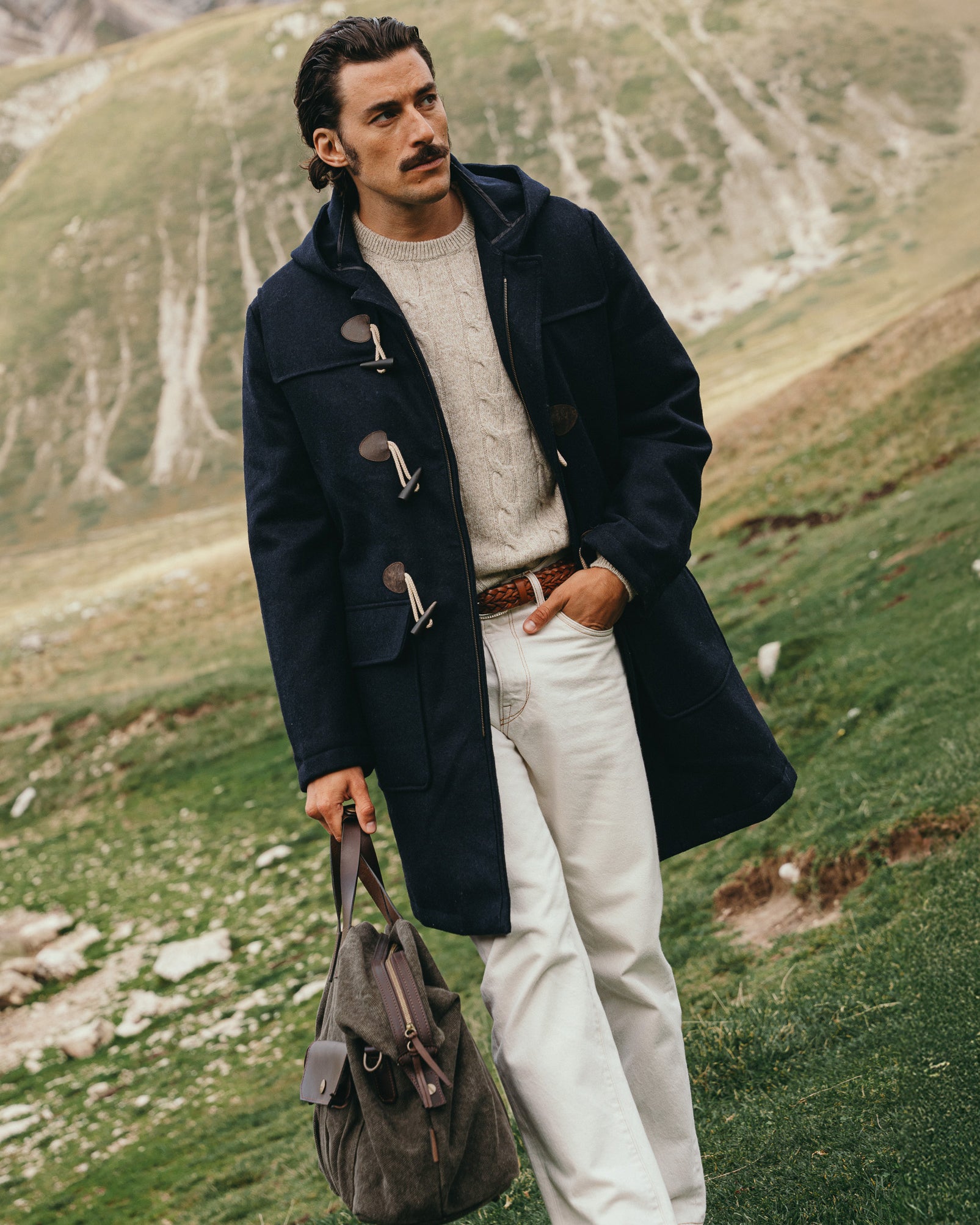 Dark blue wool classic duffle coat, Made in Italy | Velasca