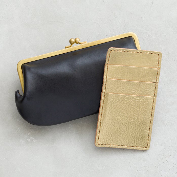 N25 レザーがま口ウォレット（ブラック・大）