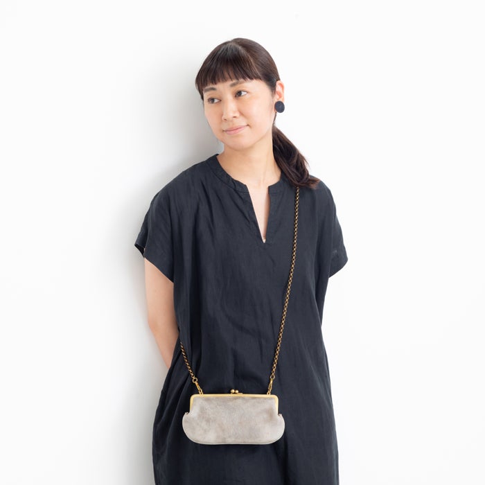 N25 レザーがま口ウォレット（クーズーストーン・大）