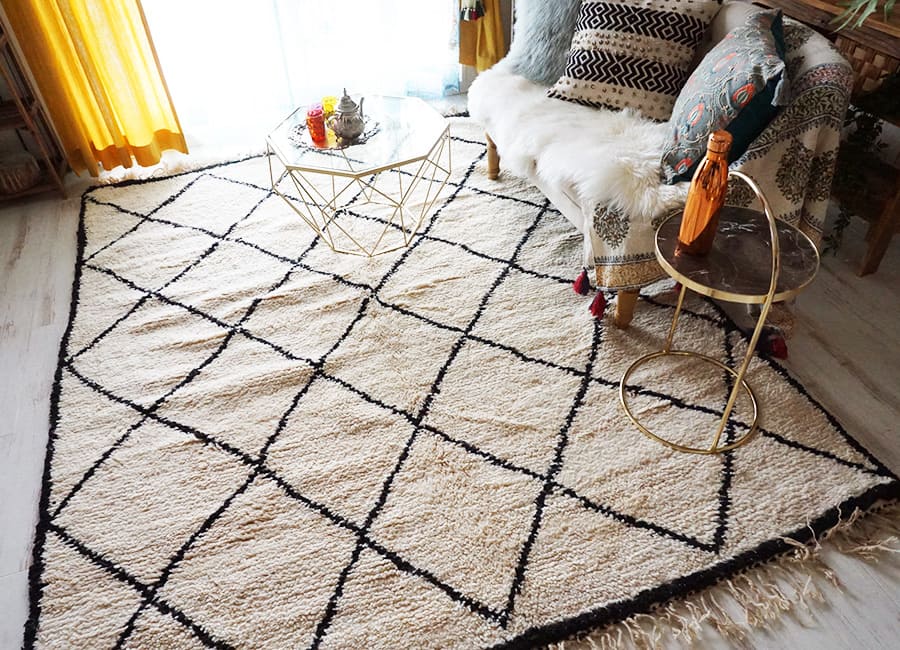 人気のドット柄】モロッコ製 ベニワレン ラグ