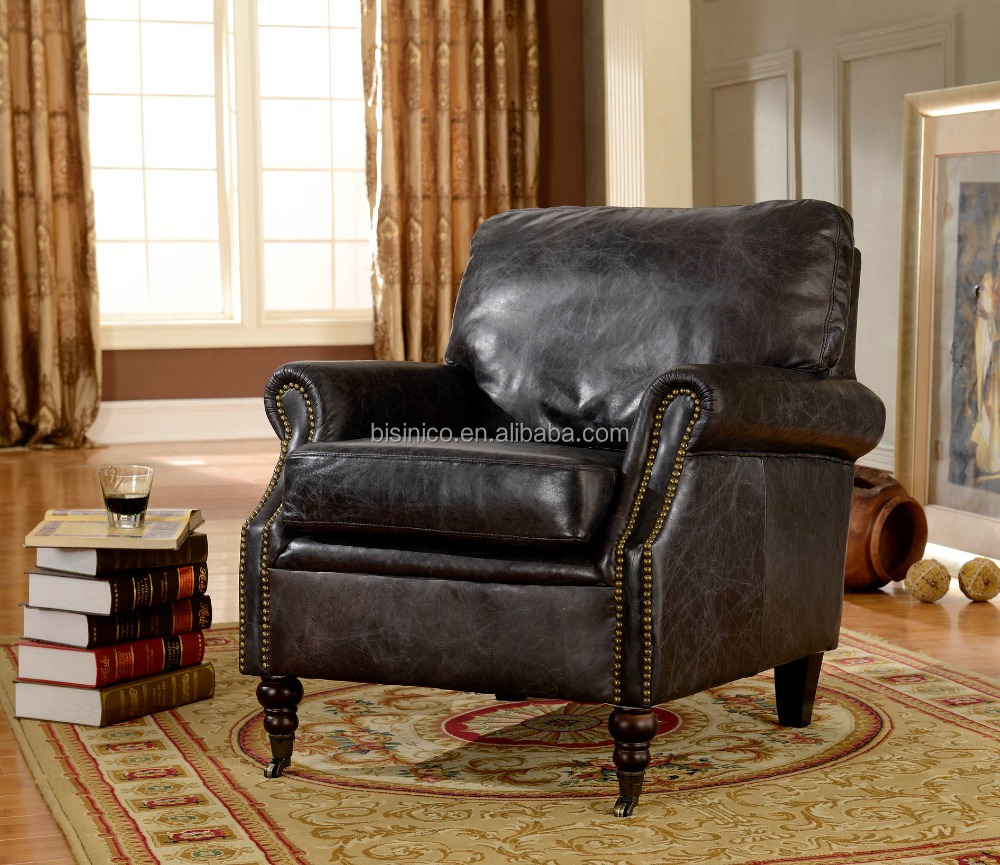 ビンテージイタリアンブラウンレザークラブアームチェア