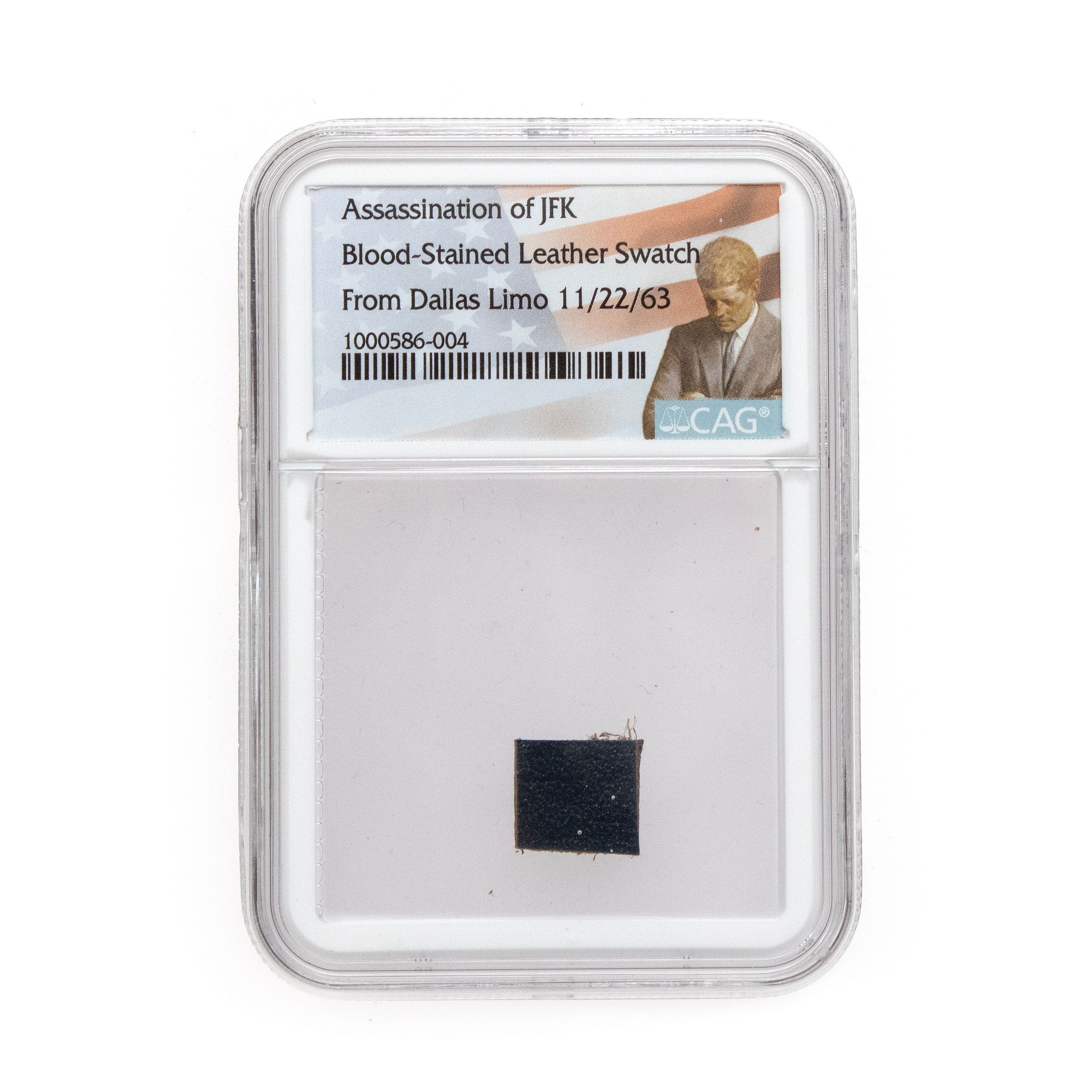 PRESIDENTS] JFK Assassination Blood-Stained Limo Leather Swatch
