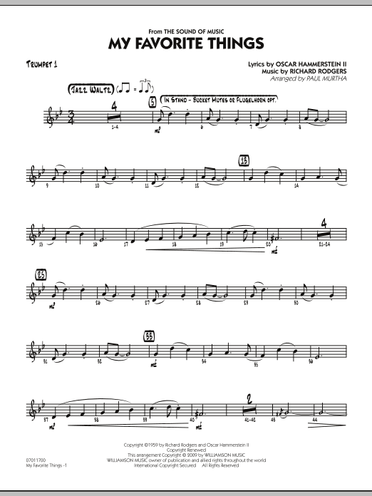 My Favorite Things - Trumpet 1 by Paul Murtha Sheet Music for Jazz