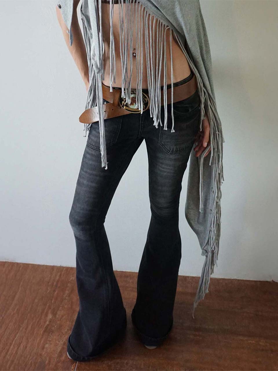 Whiskered Bootcut Denim Washed Gray – SCULPTOR JAPAN