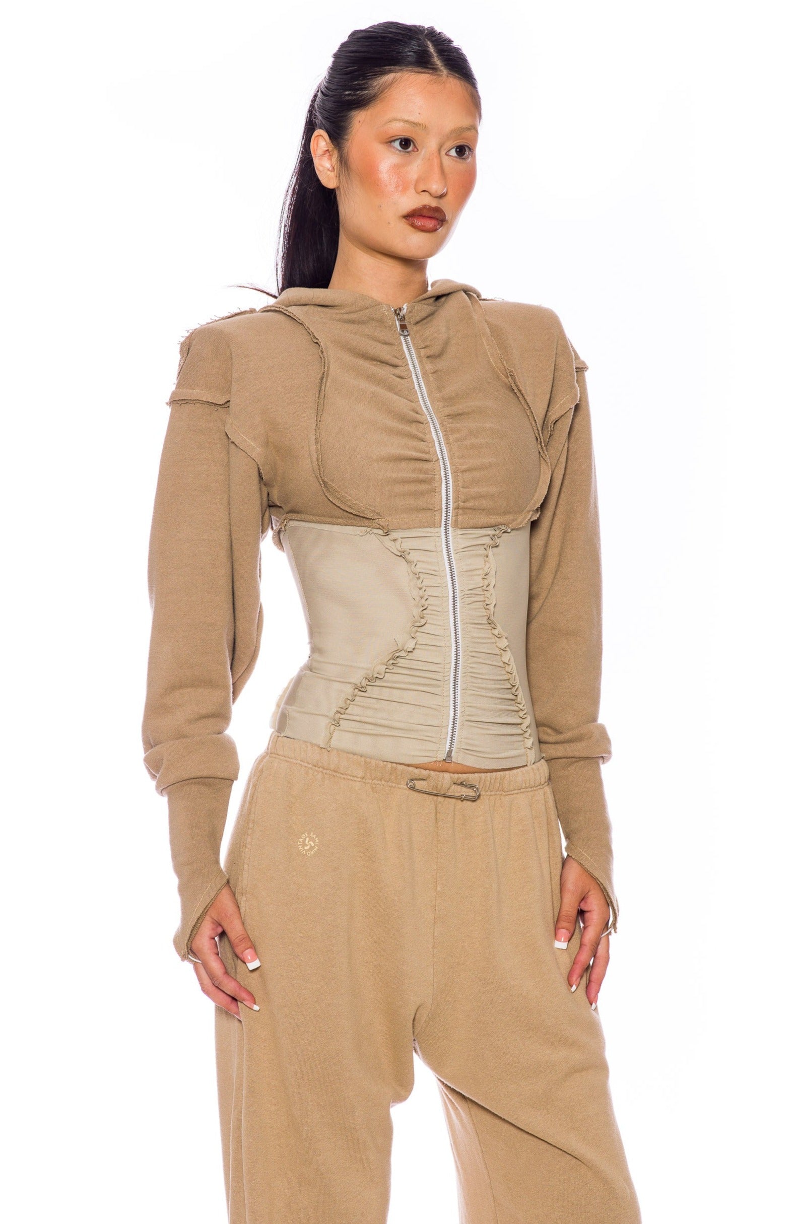 Sami Miro Vintage - OPEN SEAM ZIP HOODIE IN TAUPE – SAMI MIRO VINTAGE