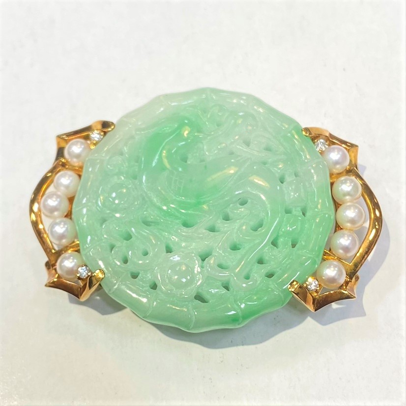 K18 ヒスイ ブローチの買取実績 | 買取専門店さすがや