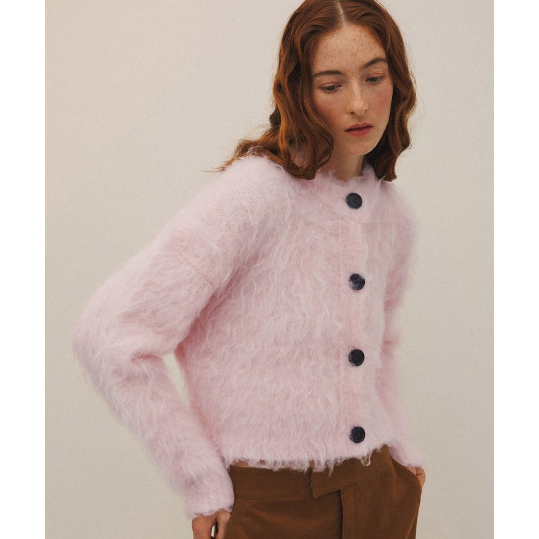 アダム エ ロペ ADAM ET ROPE' フラッフィーカラーカーディガン