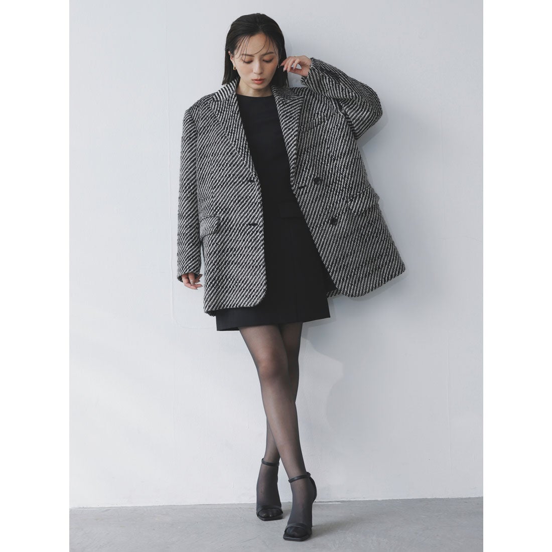 アニュアンス anuans ツイードウールジャケットコート （IVORY