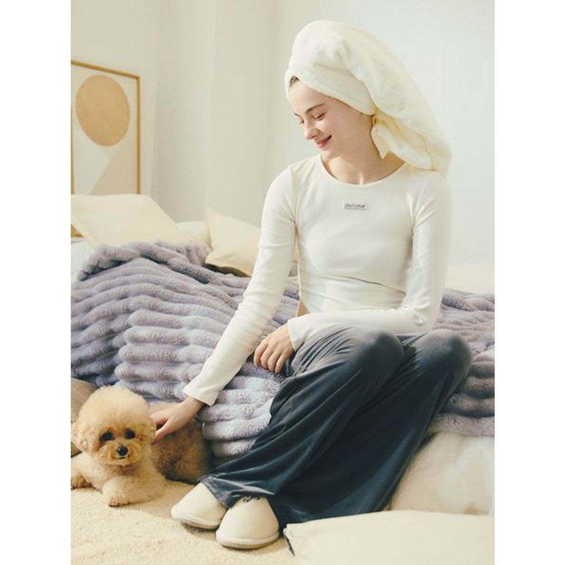 ジェラートピケ gelato pique 【Sleep】もこもこストライプ 毛布