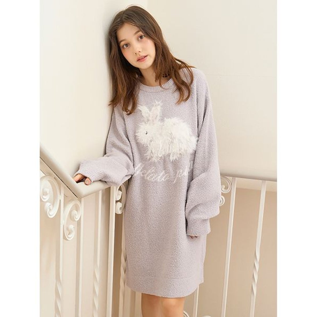 ジェラートピケ gelato pique ベビモコラビットジャガードワンピース