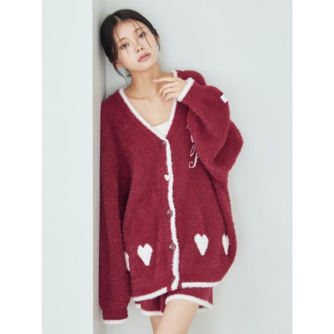 ジェラートピケ gelato pique ラメフェザーカーディガン （RED