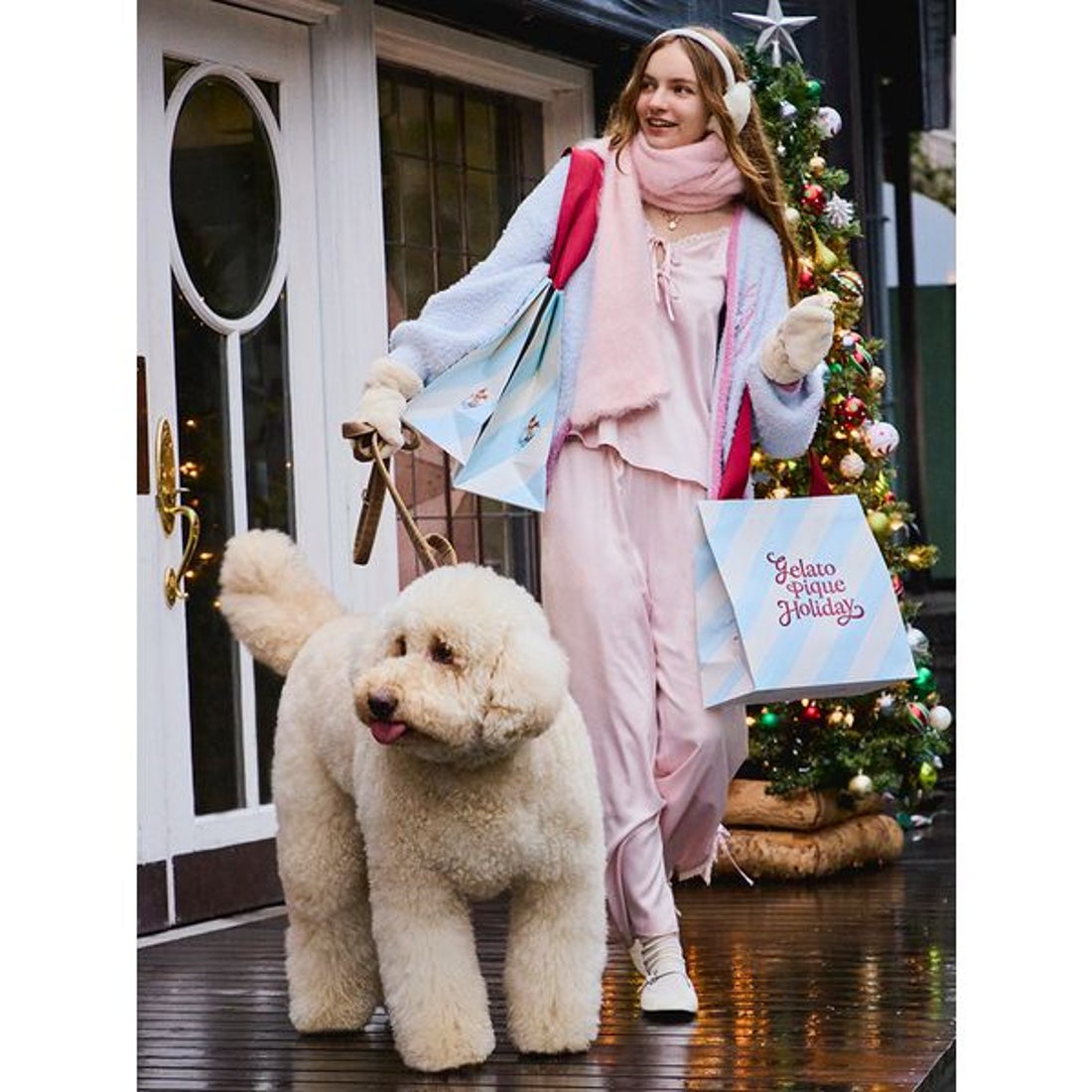 ジェラートピケ gelato pique ラメフェザーカーディガン （RED