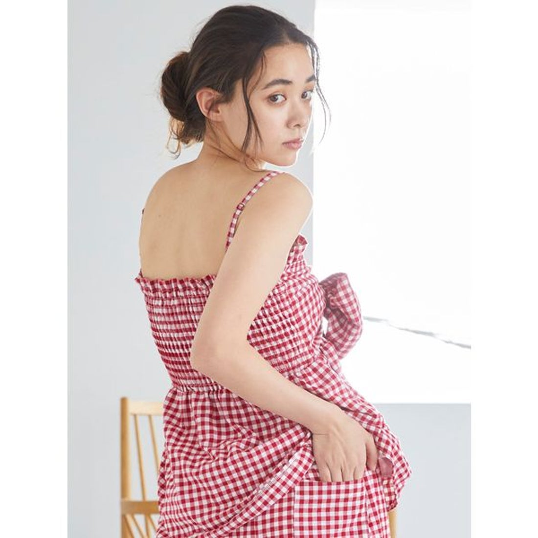 ジェラートピケ gelato pique ギンガムチェック柄キャミソール （RED