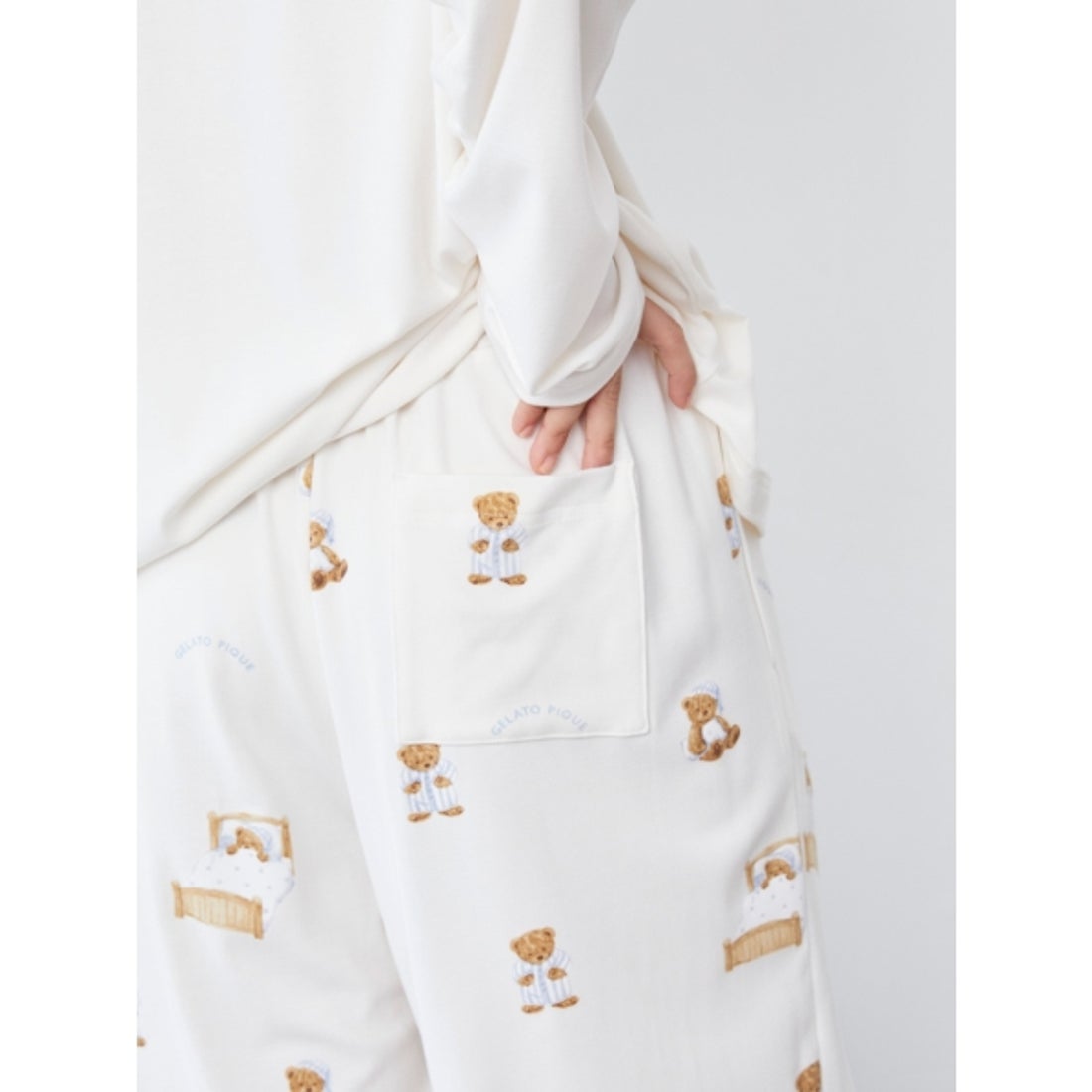 ジェラートピケ gelato pique GOOD NIGHT BEAR柄ロングパンツ （PNK