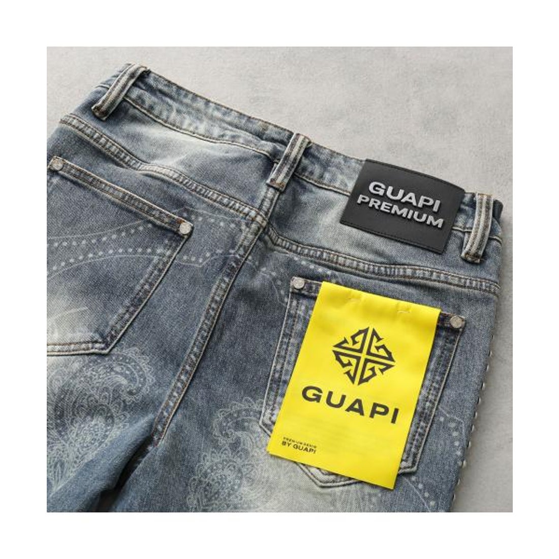 グアピ GUAPI GUAPI ジーンズ Aqua Blue Rivets Stacked Denim フレア