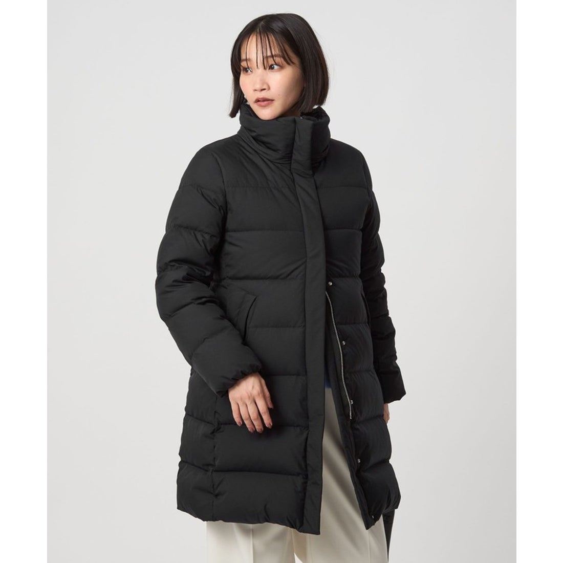 UNITED ARROWS green label relaxing フード ロング ダウン （BLACK