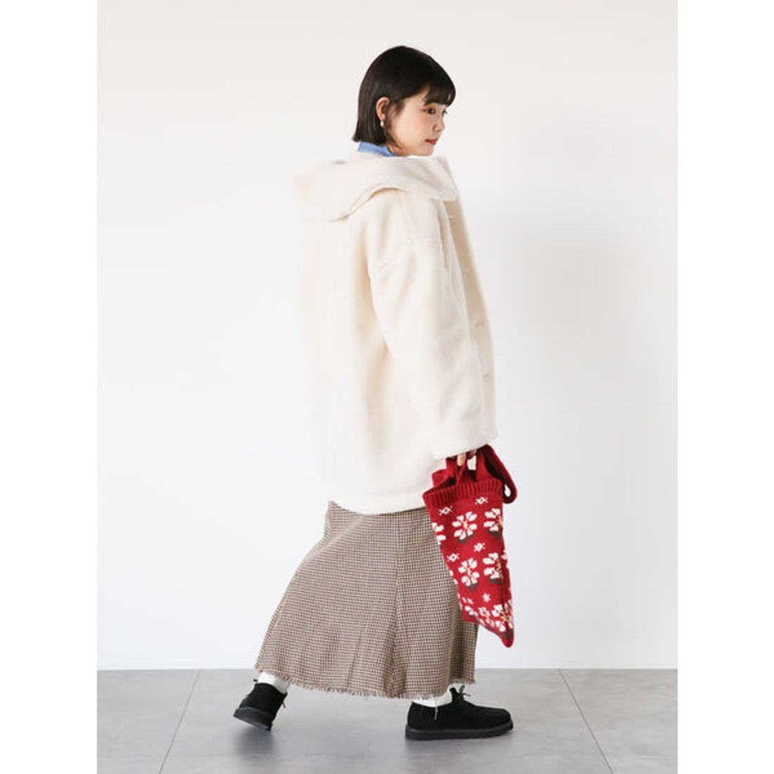 エヘカソポ ehka sopo ビッグカラーボアジャケット （ミント