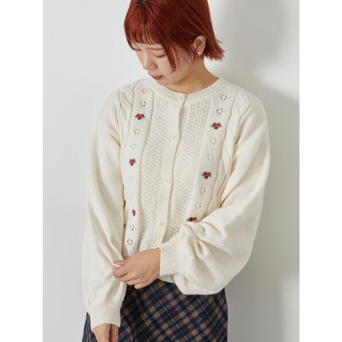 EPOCA エポカ リネン配合 手書き花柄プリント ニットブルゾン