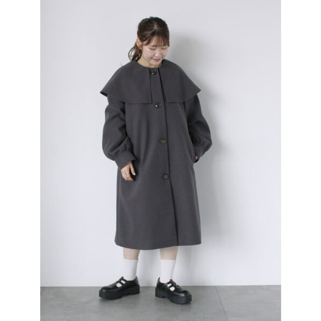 エヘカソポ ehka sopo ケープカラーコート （ミント） - ファッション