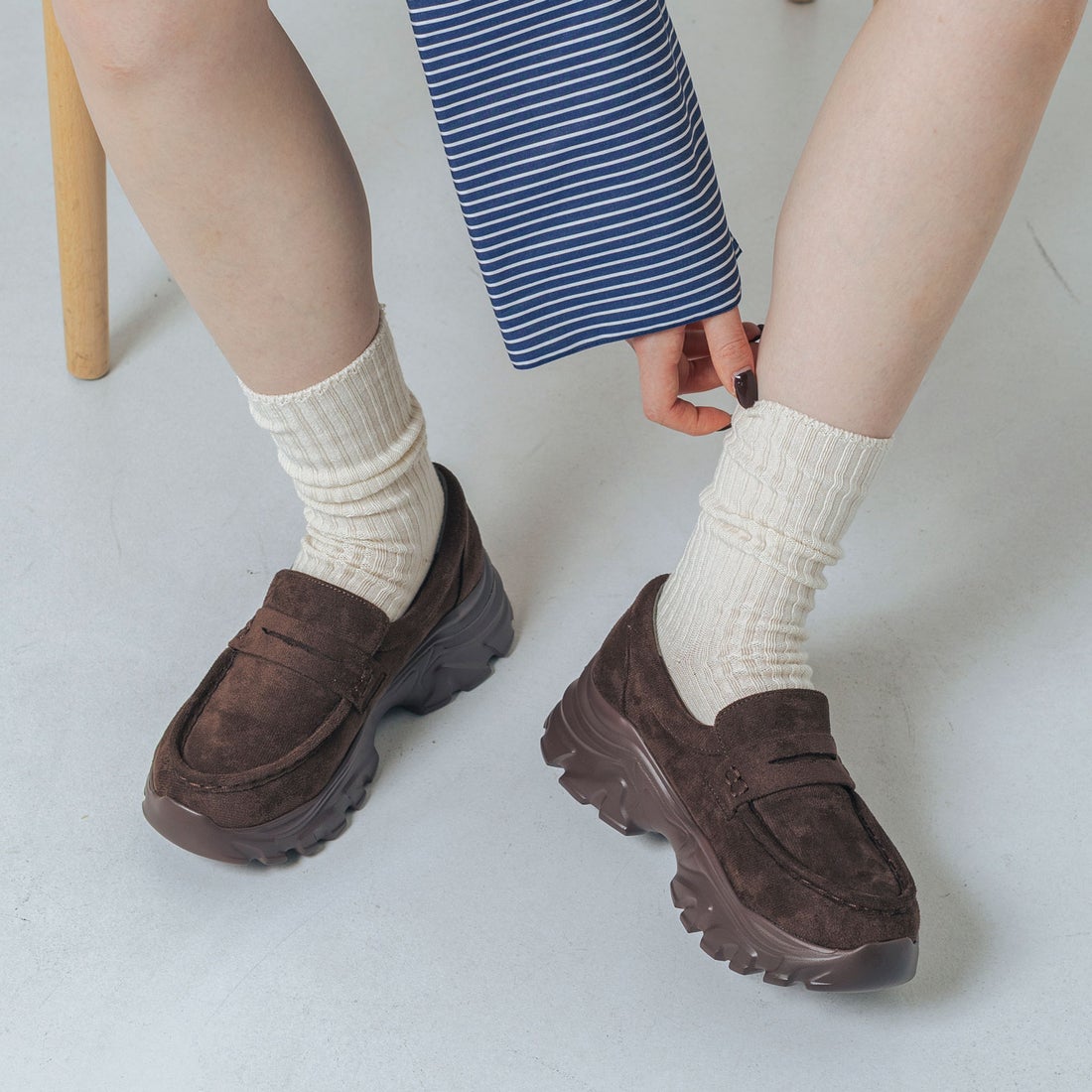 EVOL/イーボル】 【S-LLサイズ展開・軽量】スニーカーソールローファー