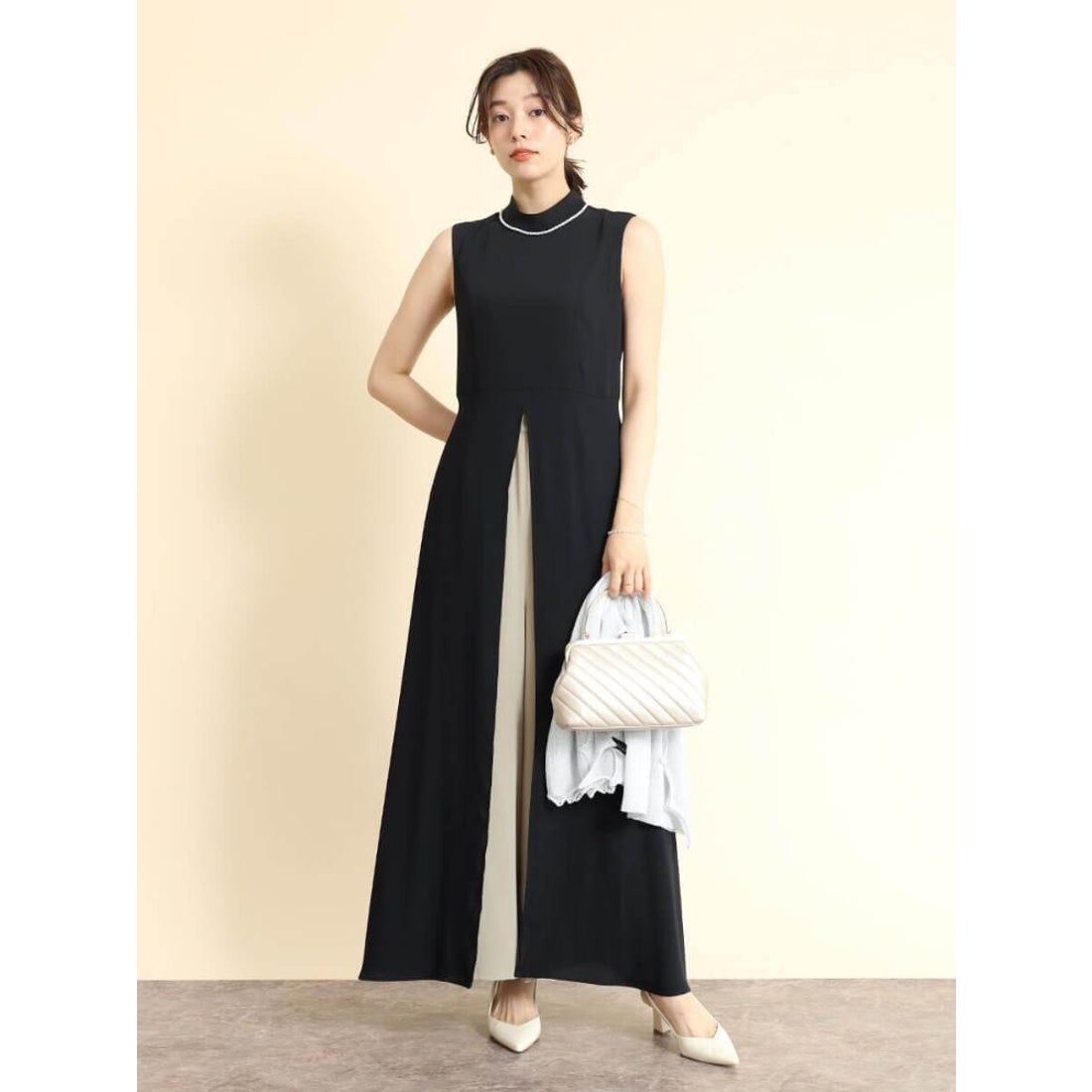 フェンネル FENNEL バイカラーインパンツワンピース （ブラック