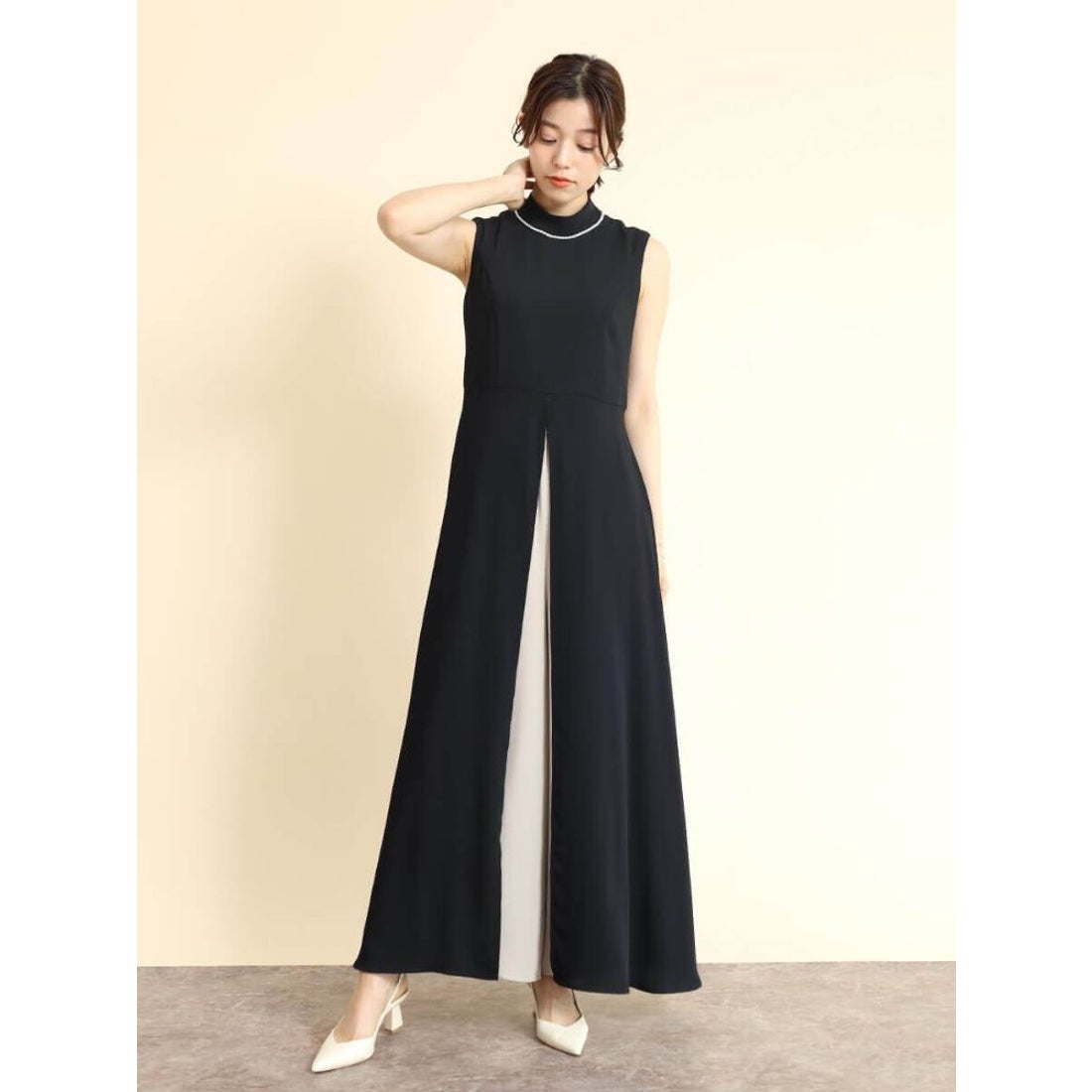 フェンネル FENNEL バイカラーインパンツワンピース （ブラック