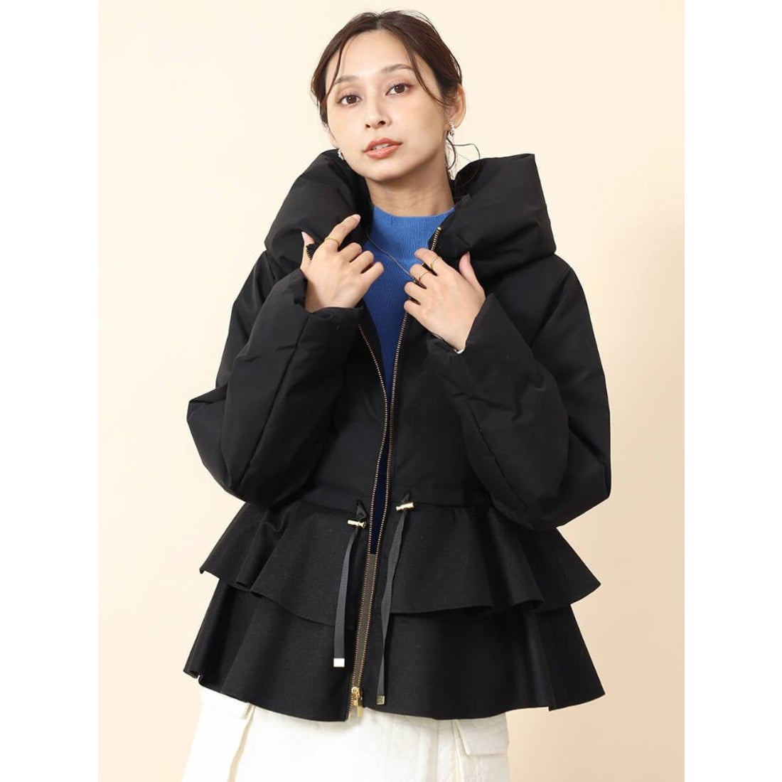 フェンネル FENNEL フレアペプラムダウンコート （ブラック） -靴