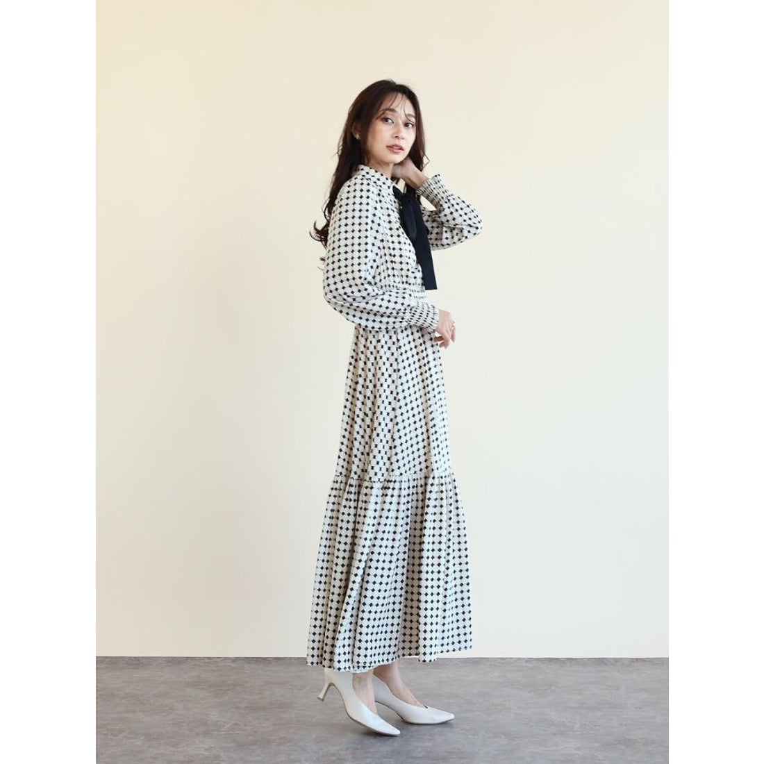 フェンネル FENNEL フロントリボンギャザーフレアワンピース