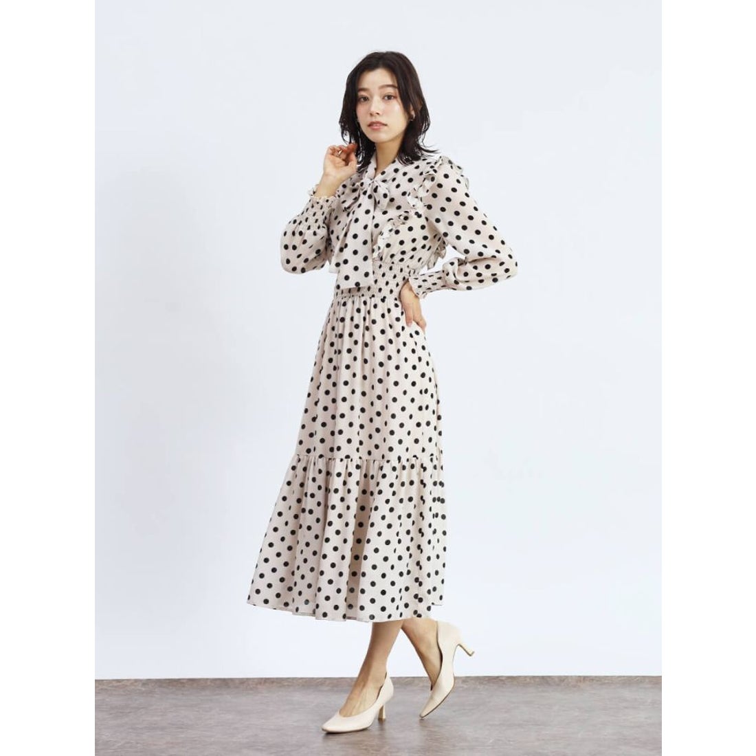 フェンネル FENNEL ドットフレアワンピース （アイボリー