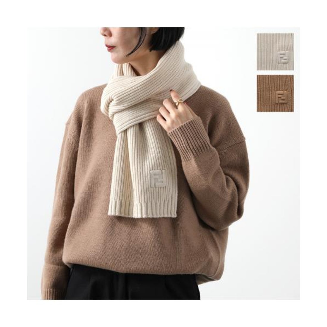 フェンディ FENDI FENDI マフラー FXT117 ASG2 リブ FFロゴ （F15W8