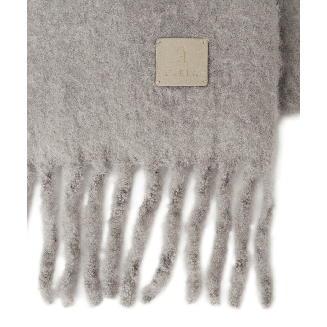 FURLA 【WEB限定 インド製】本革ネーム付き ウール混シャギーマフラー