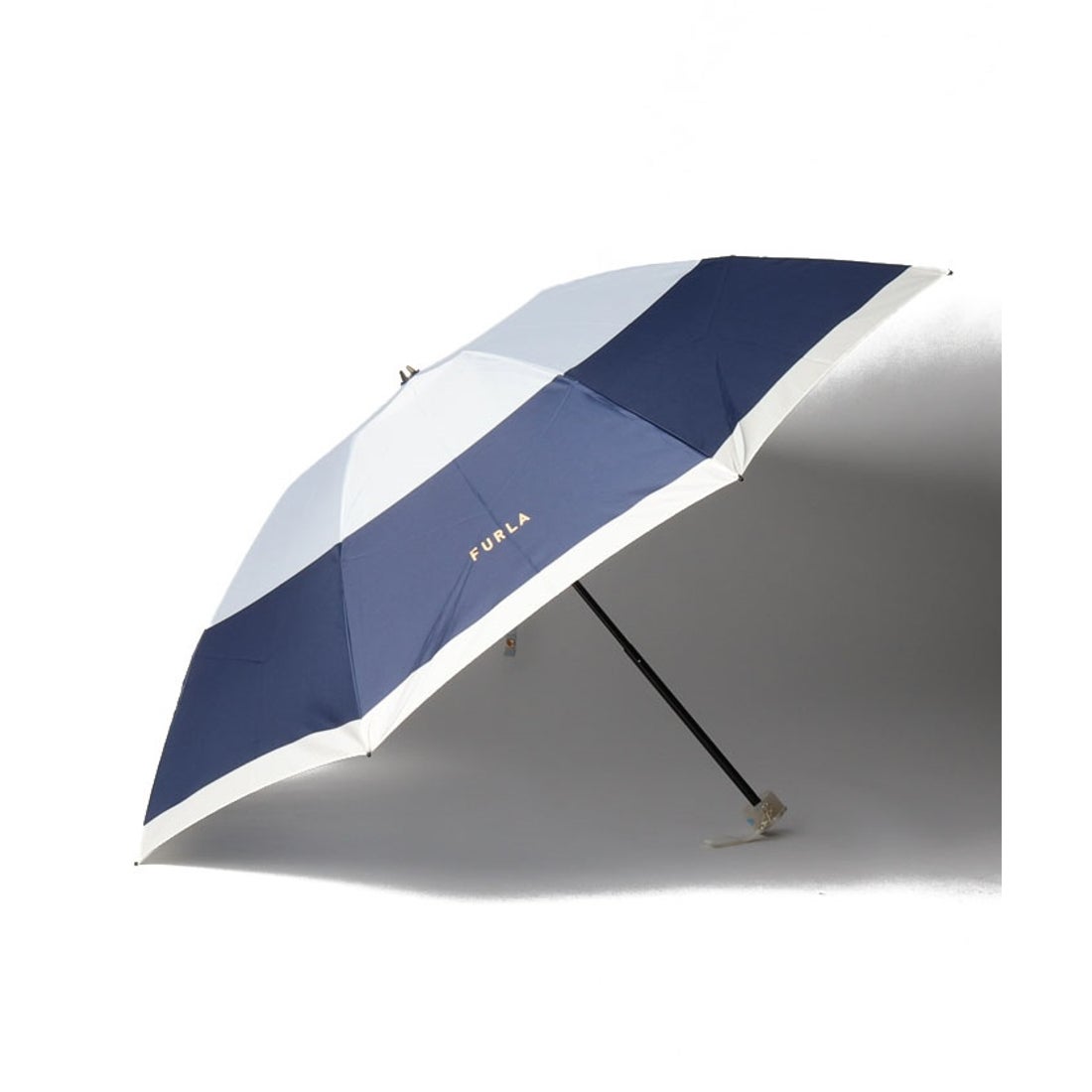 FURLA 折りたたみ傘 カラーボーダー （ダークグレー） - ファッション