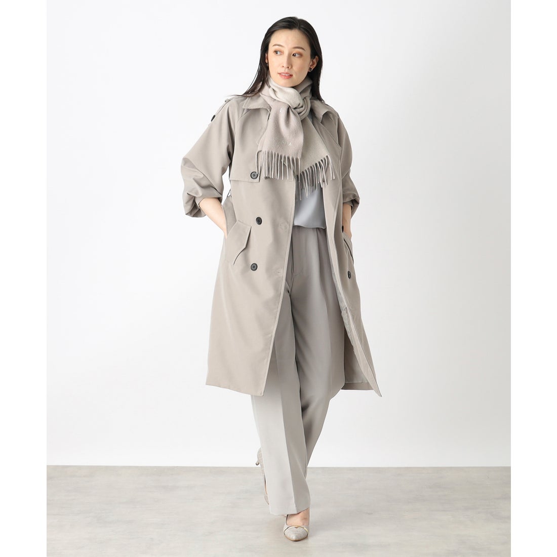 FURLA 【洗える】カシミヤ100％紡毛厚手マフラー 30×180cm ラメライン