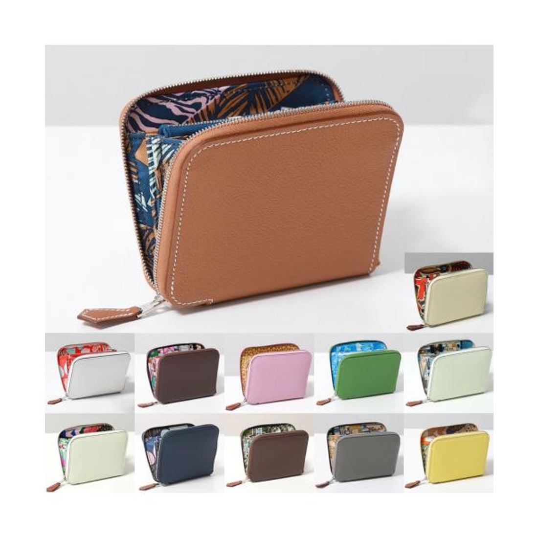 エルメス Hermes HERMES 二つ折り財布 AZAP SILKIN COMPACT レザー